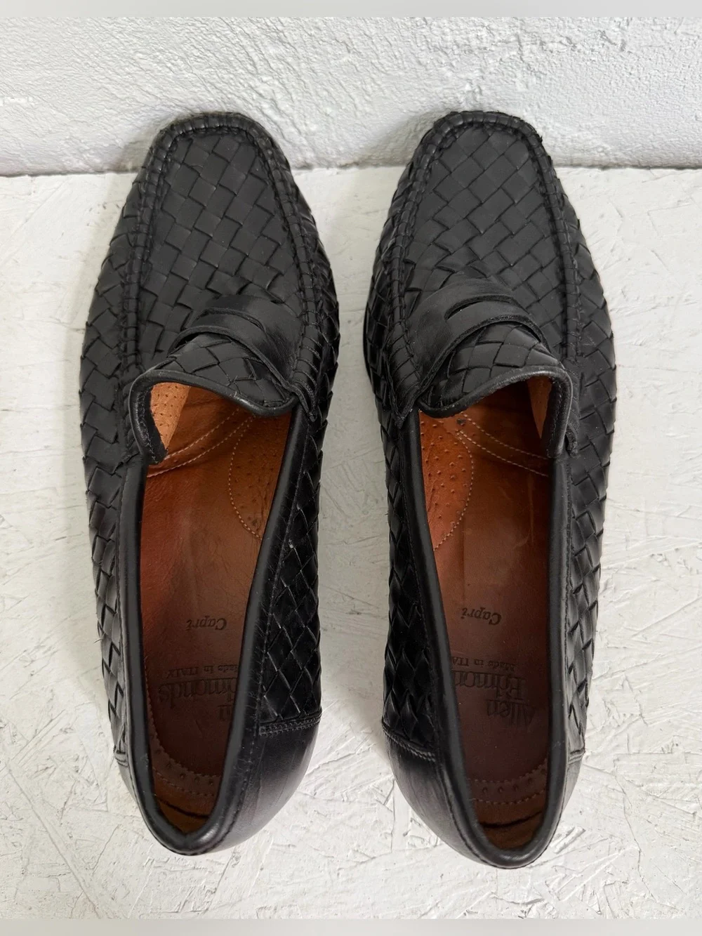 Allen Edmonds Capri Black Woven Leather Men’s Size 7 D Made in Italy